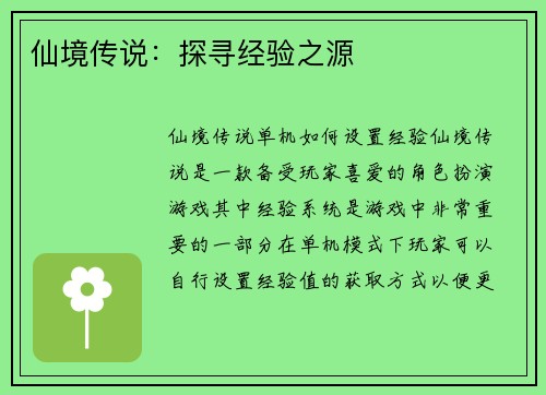 仙境传说：探寻经验之源