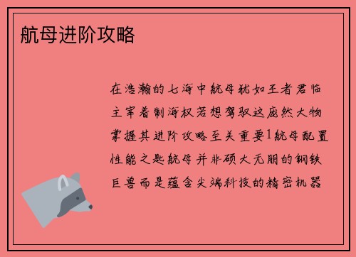 航母进阶攻略